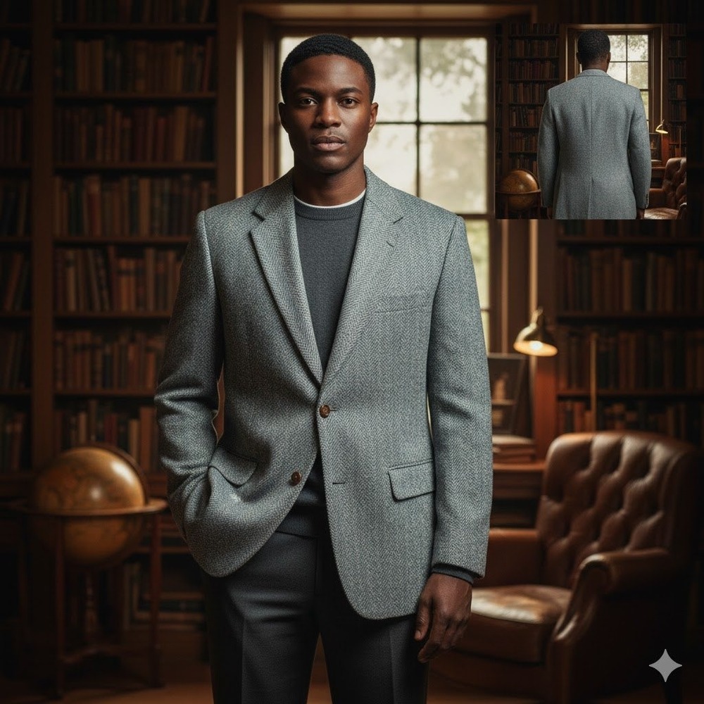 Harris Tweed Blazer Mens 100 Percent Scottish Wool Herringbone Tailored USA 42R